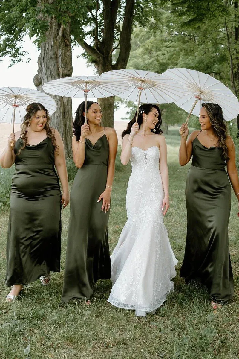 Cheap Beach Hunter Green Bridesmaid Dress Silk Satin Maxi Dress sold by My Chic Dress product image thumbnail 4