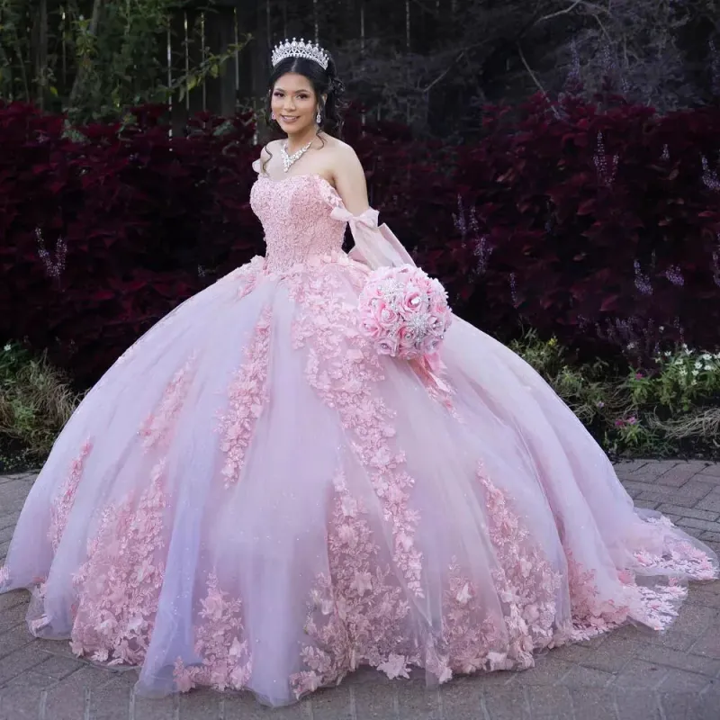 Princess Sweet 16 Pink Quinceanera Dresses with 3D Floral Birthday Gowns sold by My Chic Dress