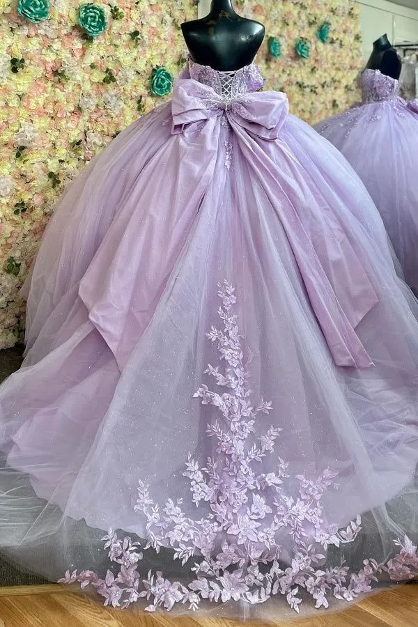 Discount Puffy Lavender Quinceanera Dresses Appliques Lace With Bow sold by My Chic Dress product image thumbnail 3