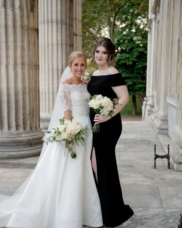 Cheap Black Satin Bridesmaid Dress Off the Shoulder with Slit sold by My Chic Dress