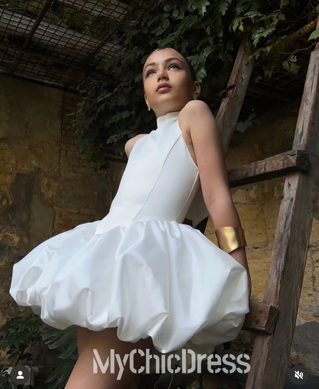 Pretty High Neck Satin Sleeveless White Satin Flower Girl Dress sold by My Chic Dress product image thumbnail 2