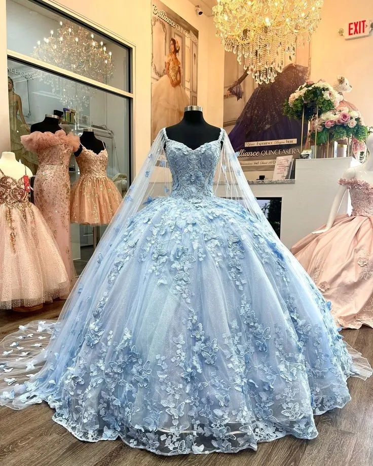 Ball Gown Lavender Quinceanera Dresses 3D Butterfly With Cloak sold by My Chic Dress product image thumbnail 2