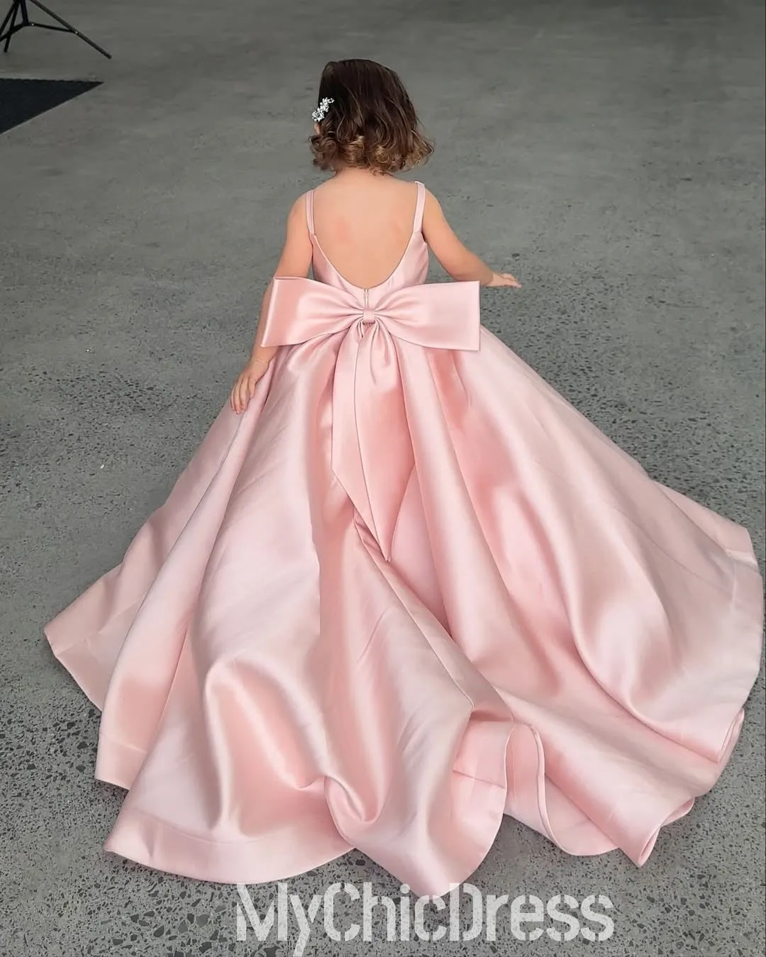 Cute Satin Flower Girl Dresses Straps Sleeveless with BowKnot sold by My Chic Dress