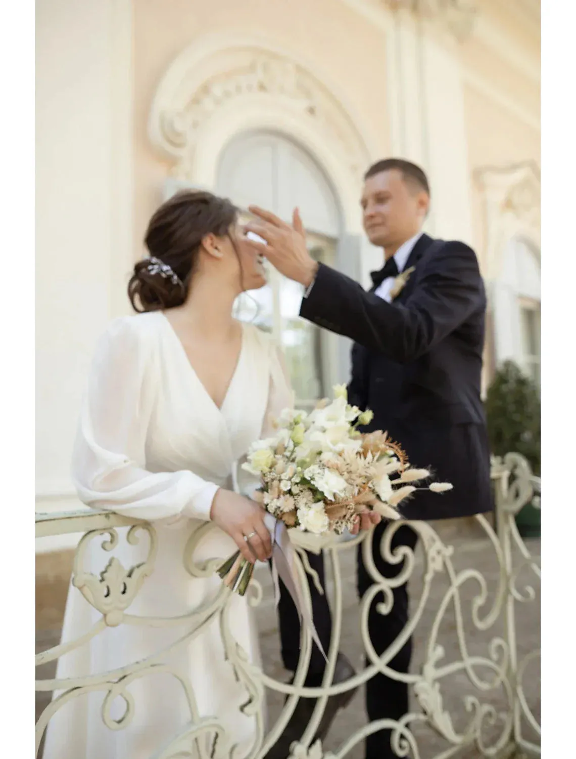 Simple Chiffon White Reception Wedding Dress Ankle Length Long Sleeve sold by My Chic Dress product image thumbnail 2
