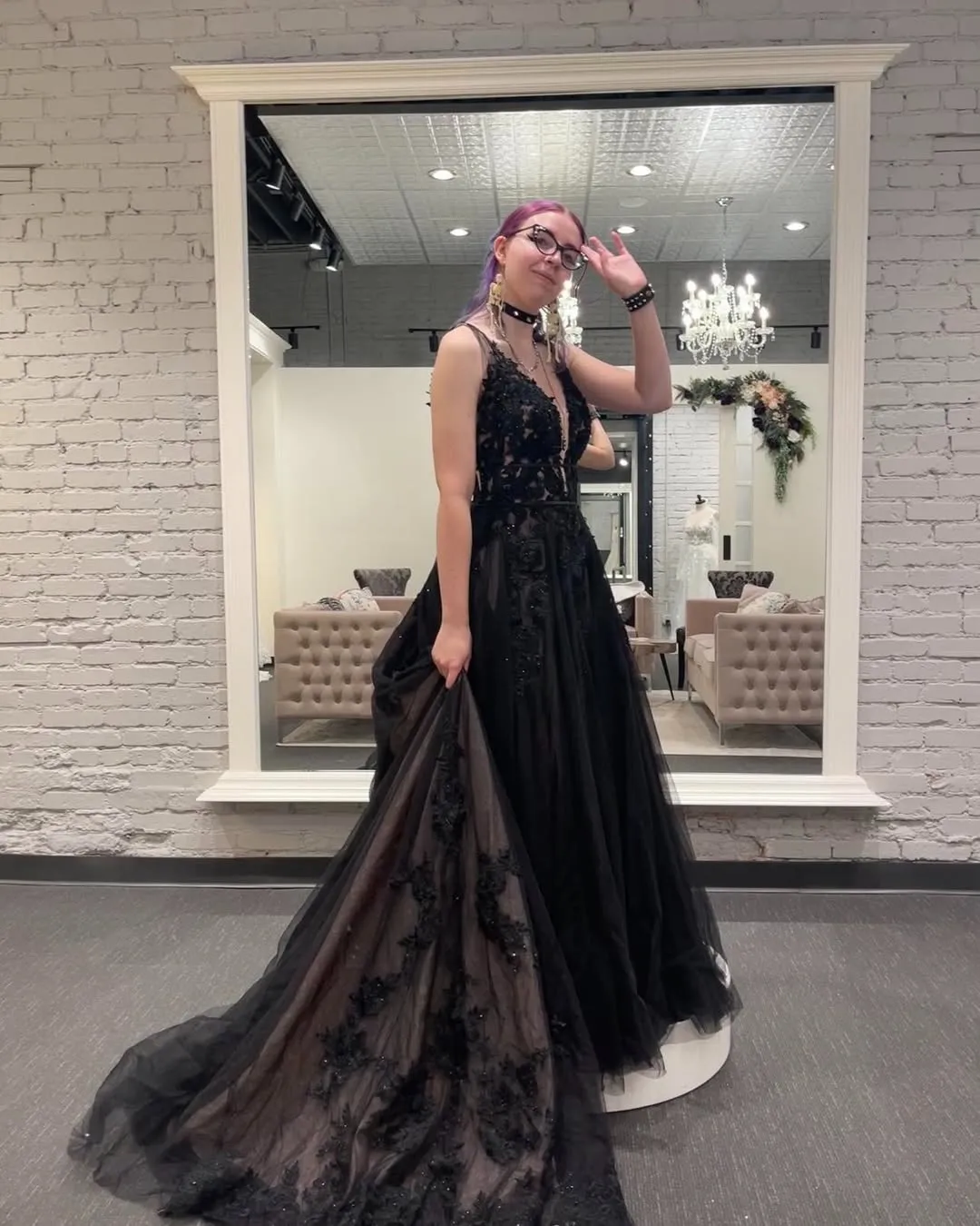 A-Line Gothic Black Lace Wedding Dresses V Neck Sleeveless sold by My Chic Dress product image thumbnail 2