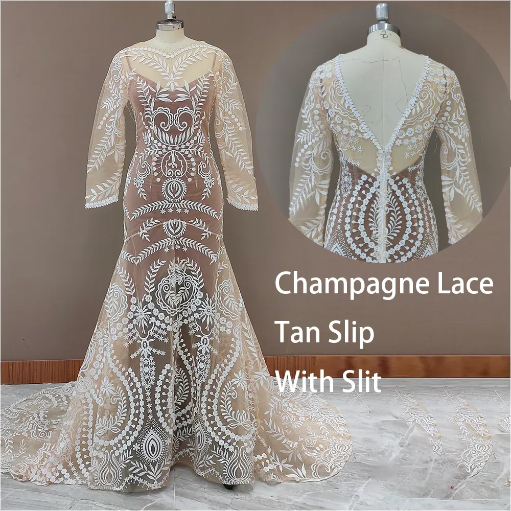 Country Destination Wedding Dress Boho Lace Illusion Mermaid Bridal Gown sold by My Chic Dress product image thumbnail 2