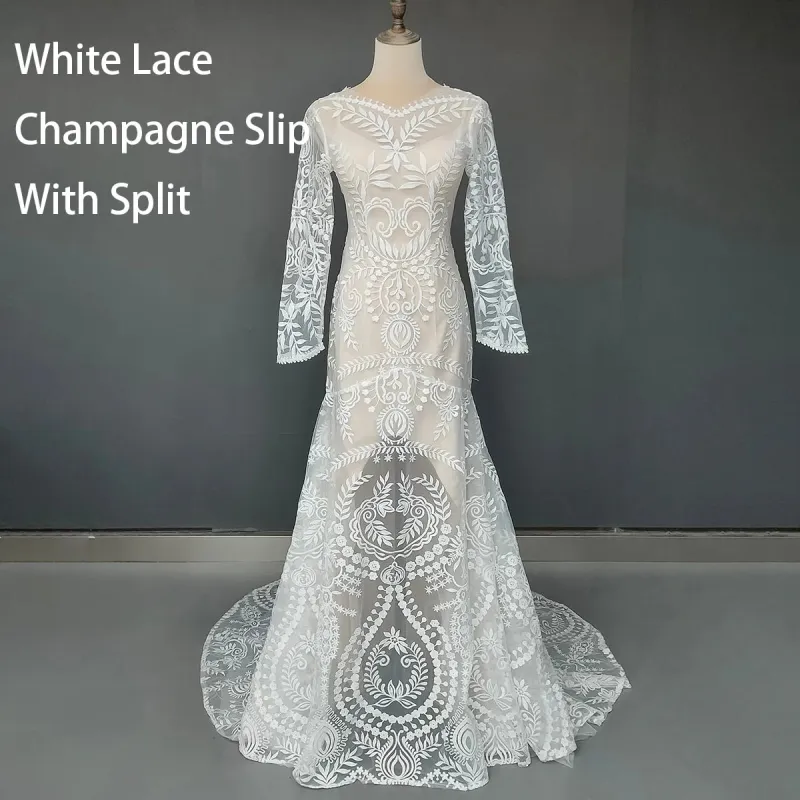 Country Destination Wedding Dress Boho Lace Illusion Mermaid Bridal Gown sold by My Chic Dress