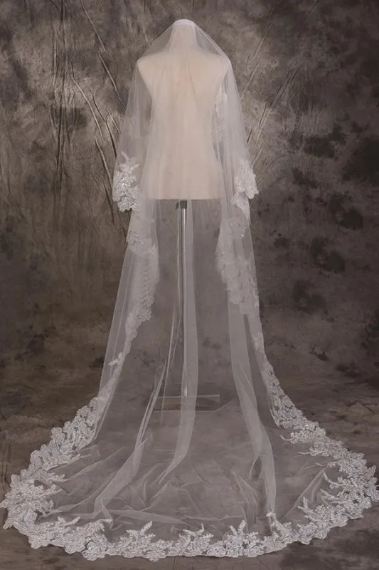 Elegant Lace Tulle Wedding Veil One Tier sold by My Chic Dress