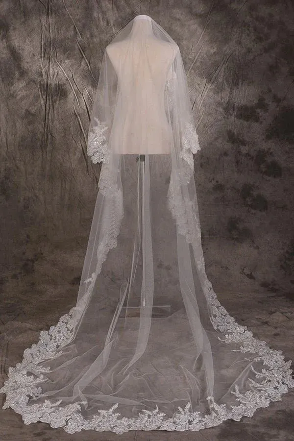 Elegant Lace Tulle Wedding Veil One Tier sold by My Chic Dress