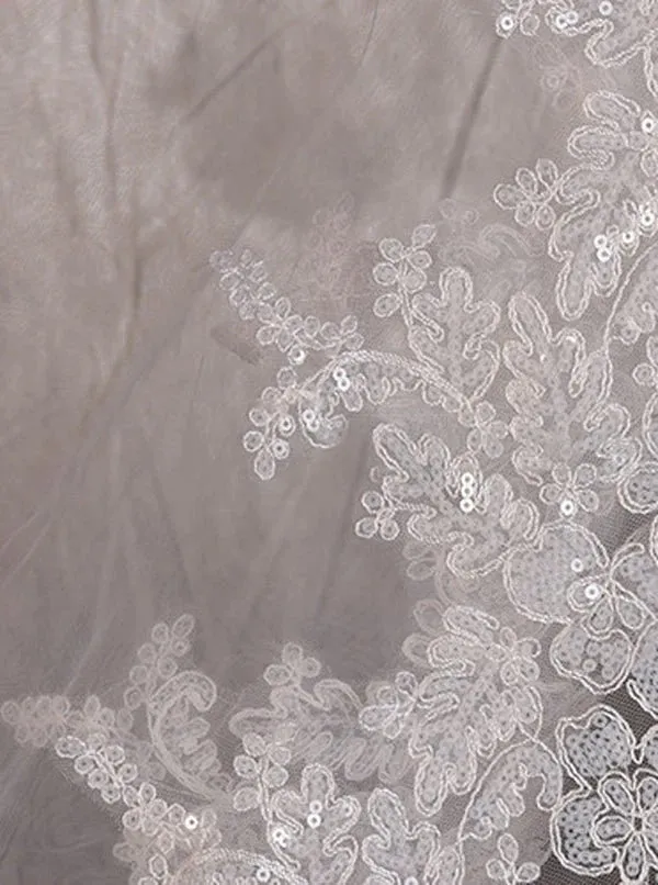 Elegant Lace Tulle Wedding Veil One Tier sold by My Chic Dress product image thumbnail 4