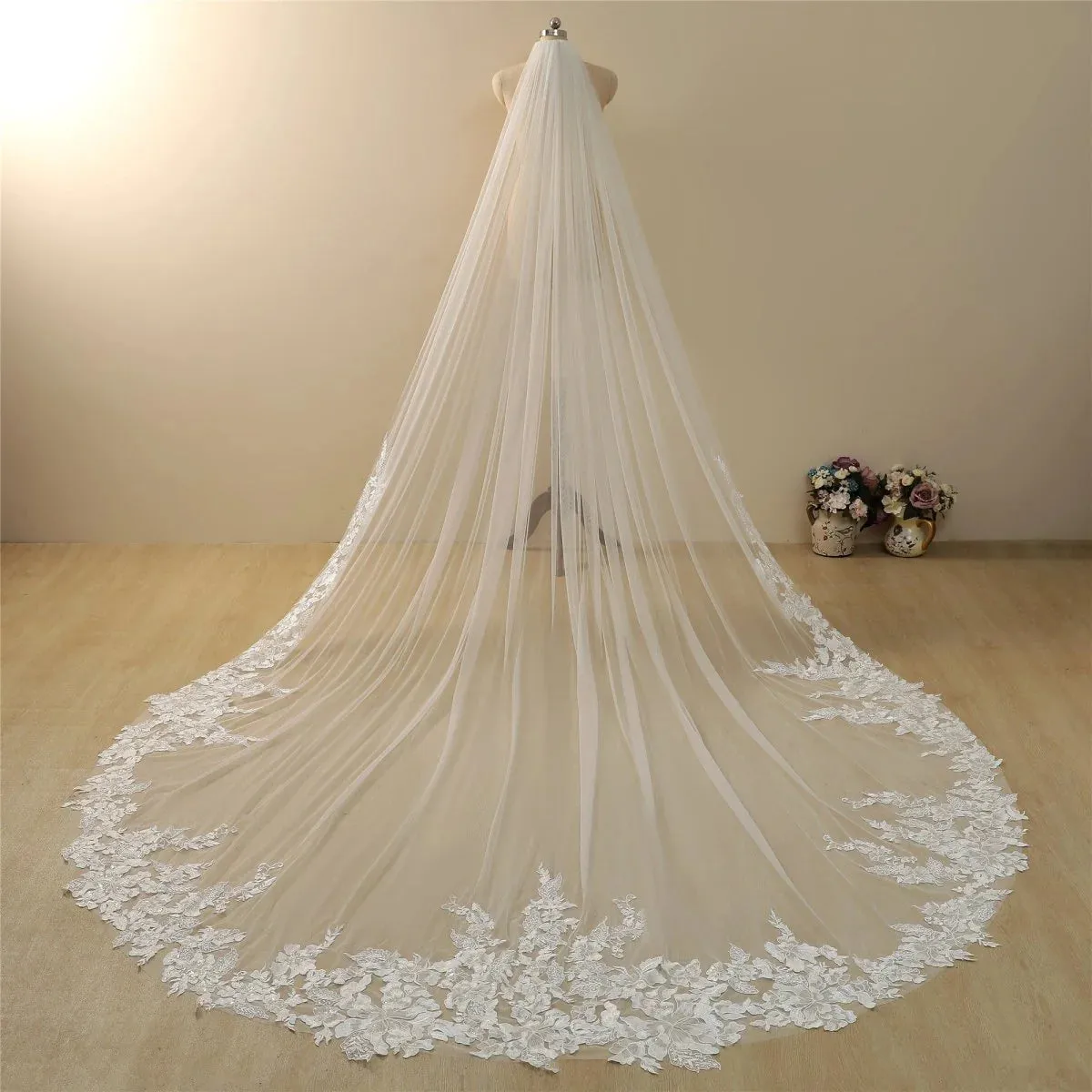 Vintage Lace Trim Cathedral Bridal Wedding Veil sold by My Chic Dress