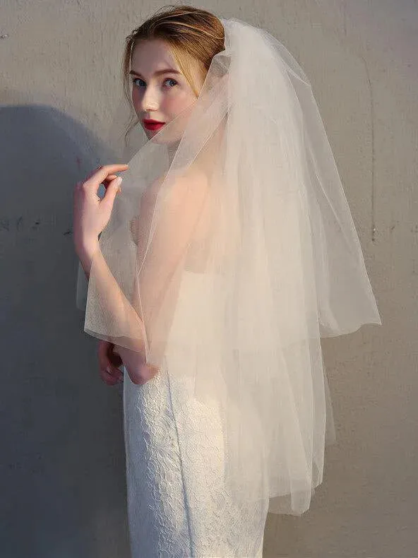Simple Short Tulle Wedding Veils 2 Tier sold by My Chic Dress product image thumbnail 3