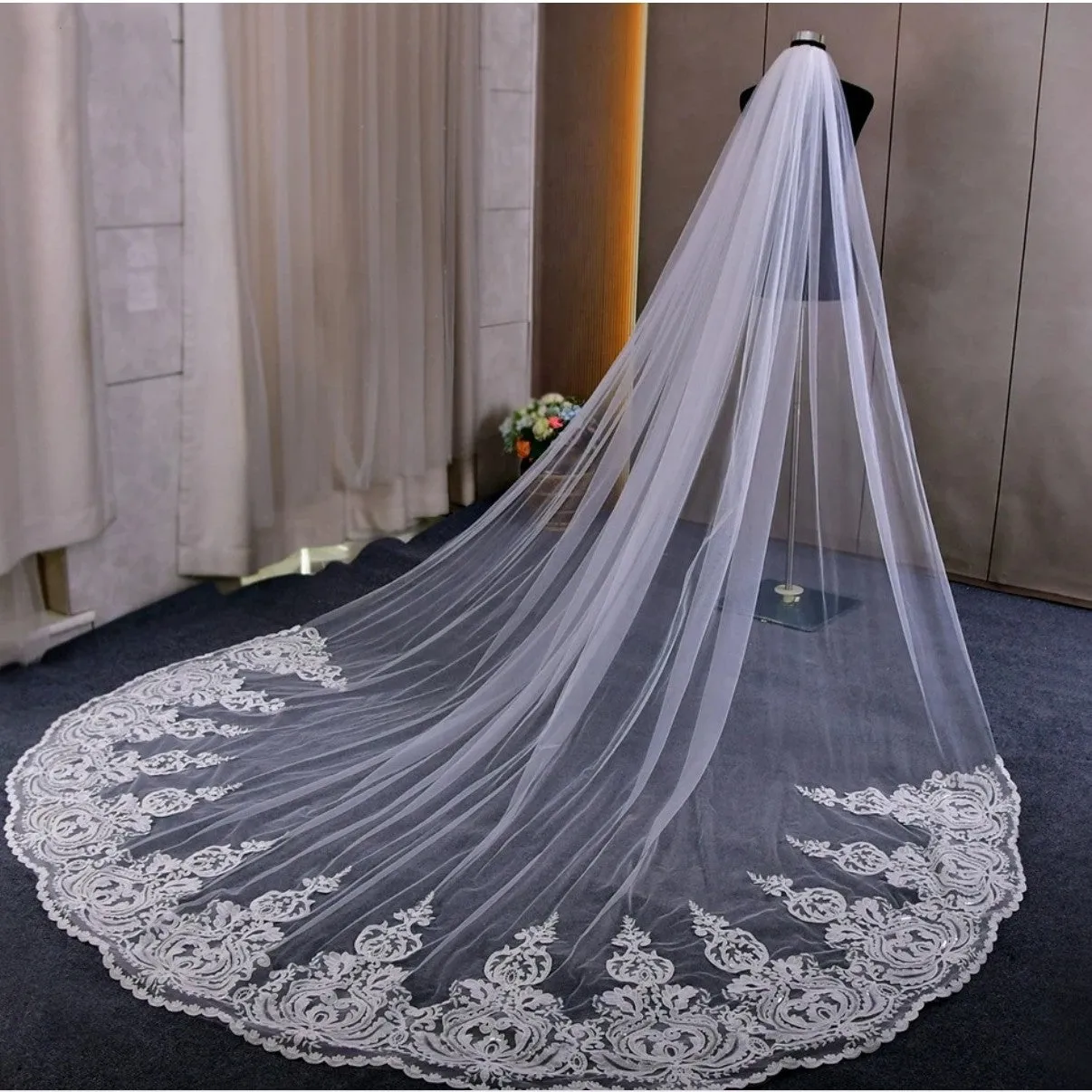 New 5m Long lace Fairy Wedding Veil with Hair Comb sold by My Chic Dress