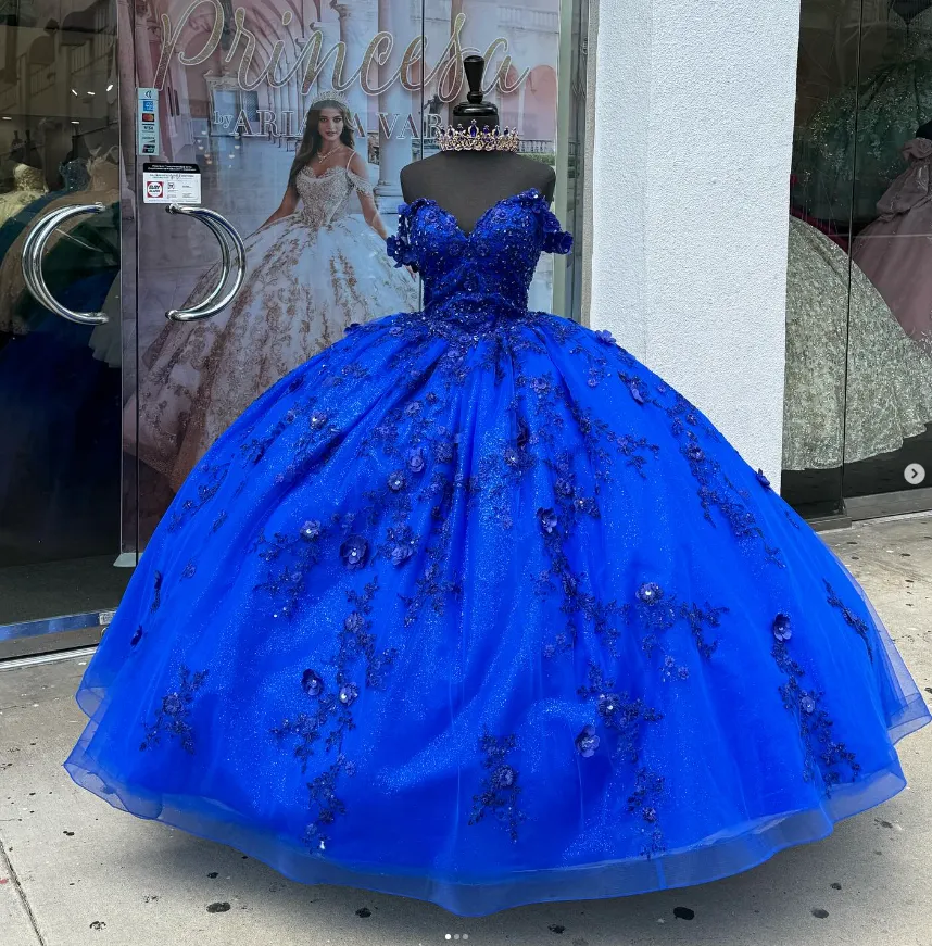 Customized Navy Blue Quinceanera Dresses Beading Flowers Vestidos De 15 Anos sold by My Chic Dress product image thumbnail 2