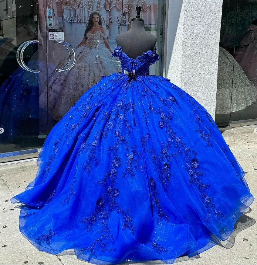 Customized Navy Blue Quinceanera Dresses Beading Flowers Vestidos De 15 Anos sold by My Chic Dress product image thumbnail 3