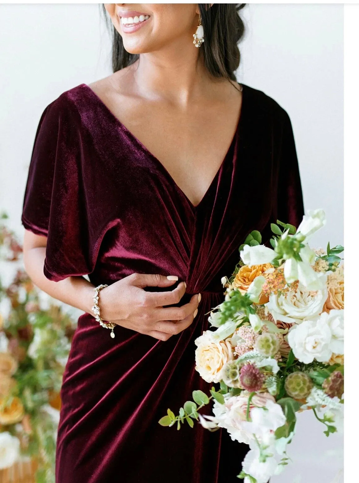 Velvet Fall Wedding Guest Dresses Burgundy Maxi Gown Off-the-Shoulder sold by My Chic Dress product image thumbnail 2