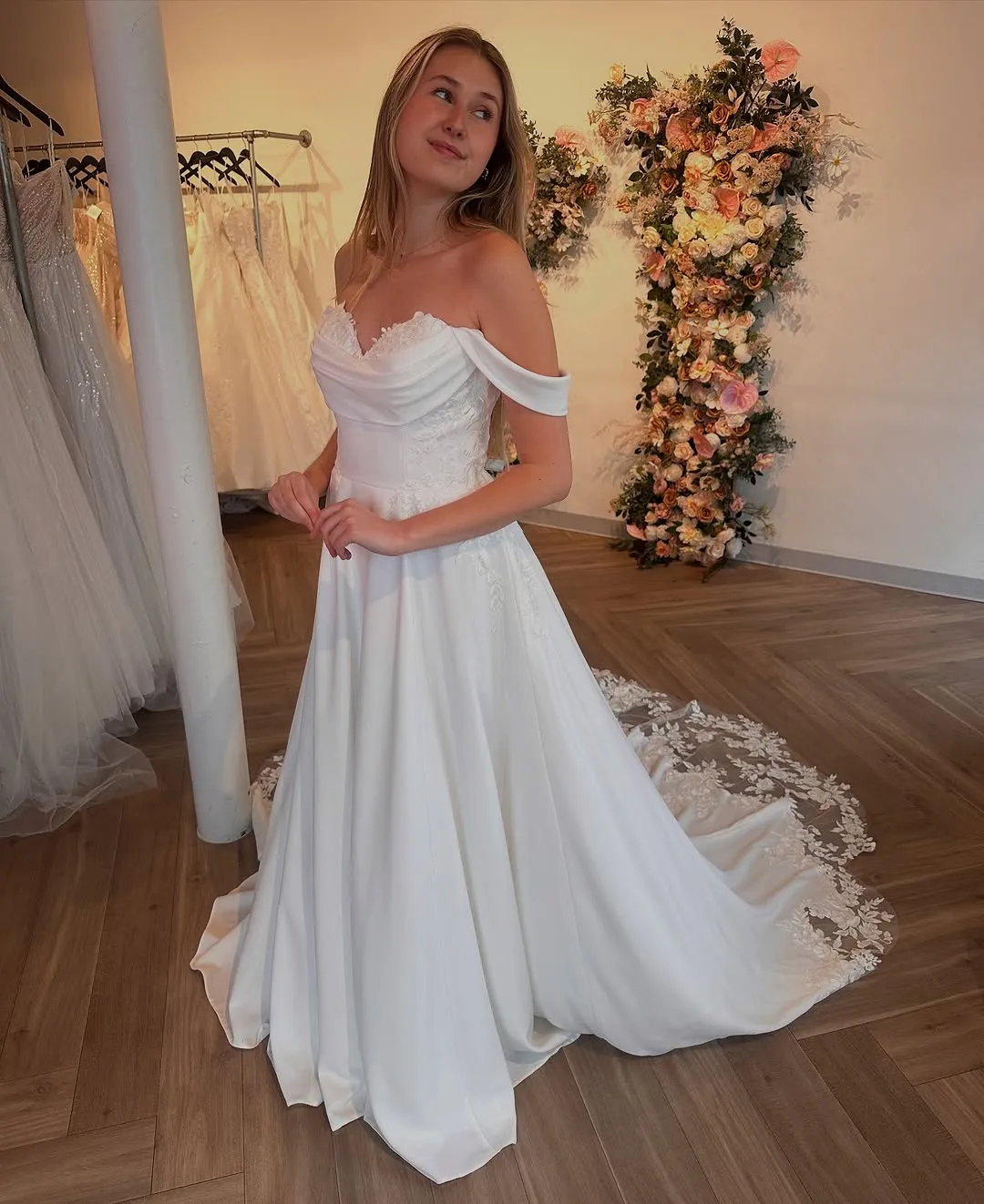 Beach Lace Chiffon White Wedding Dresses Off the Shoulder sold by My Chic Dress product image thumbnail 2