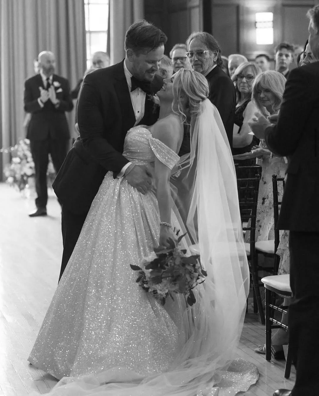 Gorgeous Glitter White Wedding Dress Sequin off-the-Shoulder Bridal Gown sold by My Chic Dress product image thumbnail 2