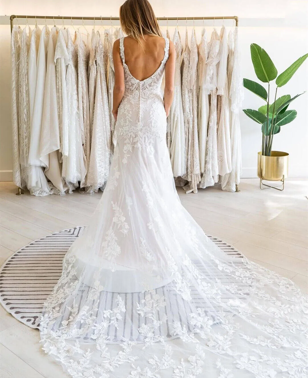 Square Neck Lace Wedding Dresses Mermaid Backless sold by My Chic Dress product image thumbnail 3