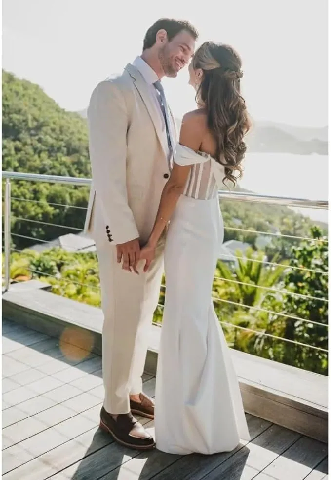 Minimalist Summer Beach Wedding Dress Corset Off the Shoulder sold by My Chic Dress product image thumbnail 5