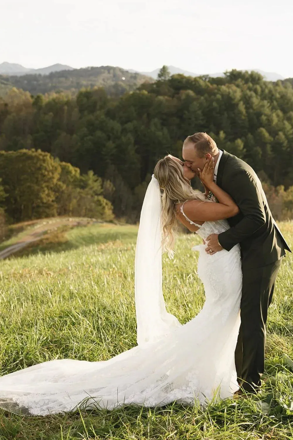 Enchanted Forest Wedding Dress Lace V Neck Straps Mermaid Bridal Gown sold by My Chic Dress product image thumbnail 3