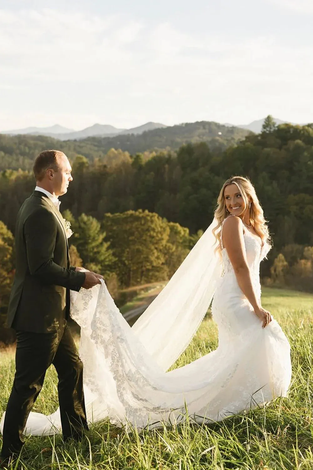 Enchanted Forest Wedding Dress Lace V Neck Straps Mermaid Bridal Gown sold by My Chic Dress product image thumbnail 2