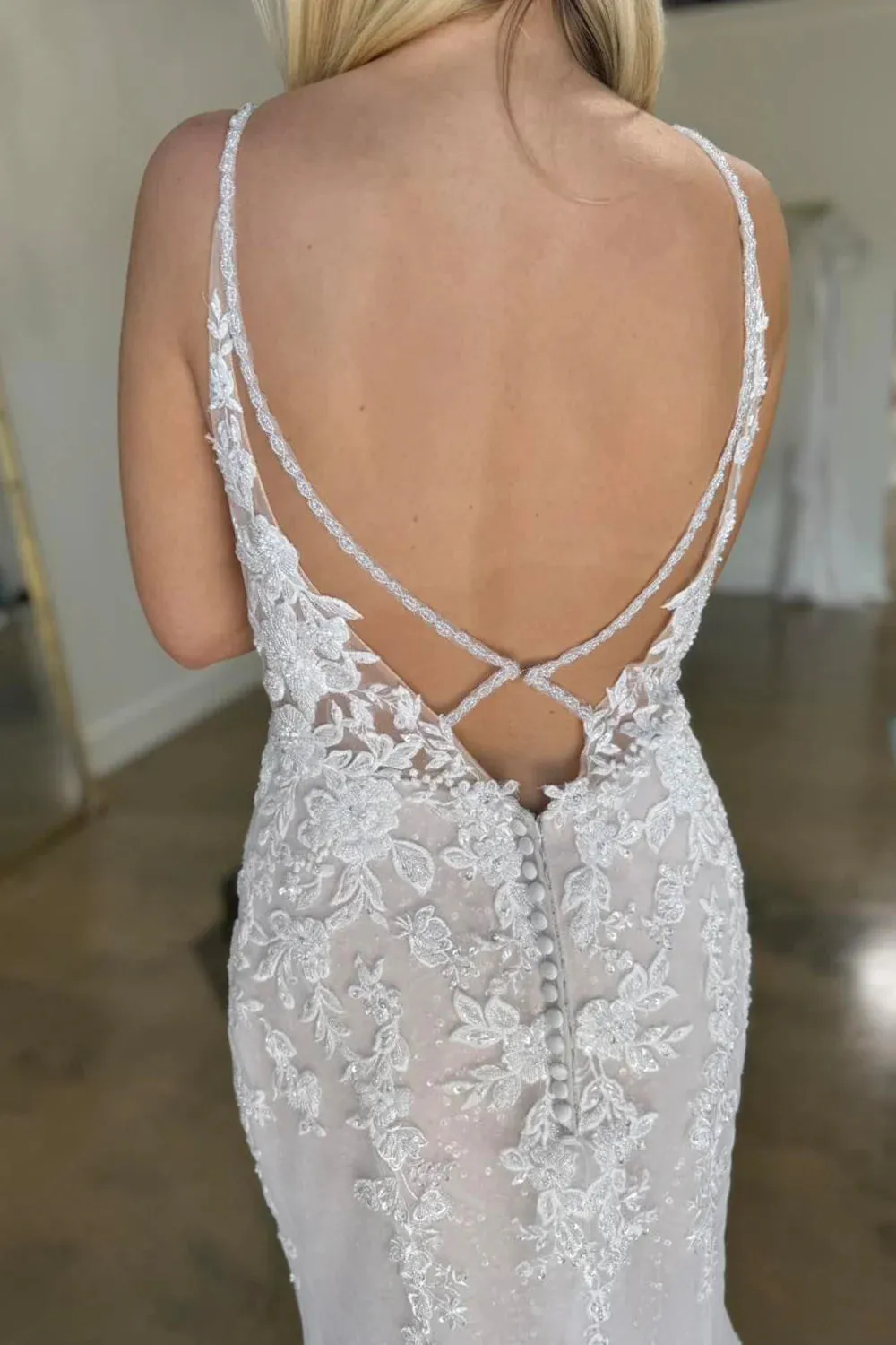 New Lace Wedding Dresses Mermaid V Neck Bridal Wear Backless sold by My Chic Dress product image thumbnail 3