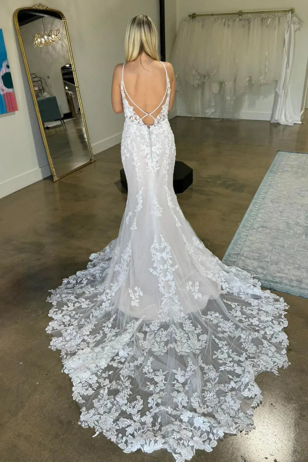 New Lace Wedding Dresses Mermaid V Neck Bridal Wear Backless sold by My Chic Dress product image thumbnail 2