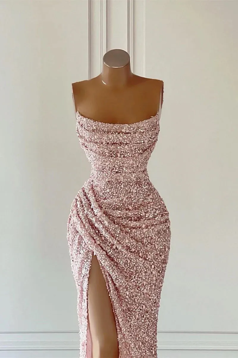 New Evening Gown Sequin Pink Prom Dresses Sleeveless With Split sold by My Chic Dress product image thumbnail 2