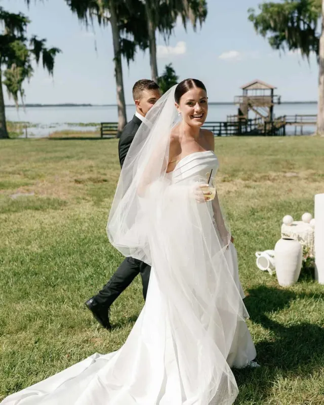 Sheath Satin Strapless Beach Wedding Dress Satin Mermaid with Bow sold by My Chic Dress