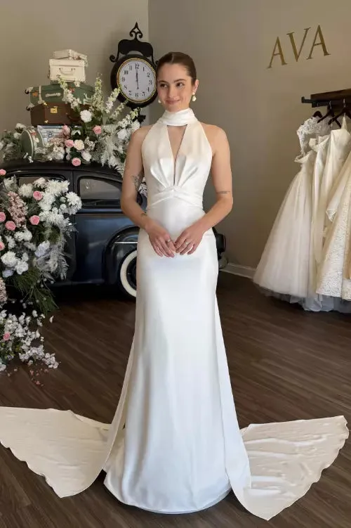 Unique Beach Halter Satin Wedding Dresses Sleeveless sold by My Chic Dress