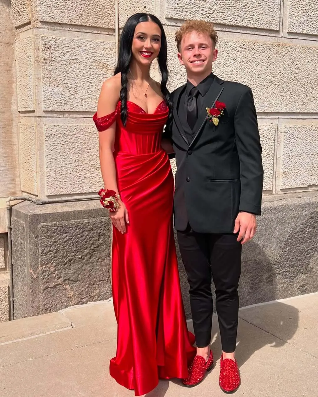 Floor Length Red Corset Prom Dress 2026 Satin Sequin Off-Shoulder sold by My Chic Dress product image thumbnail 4