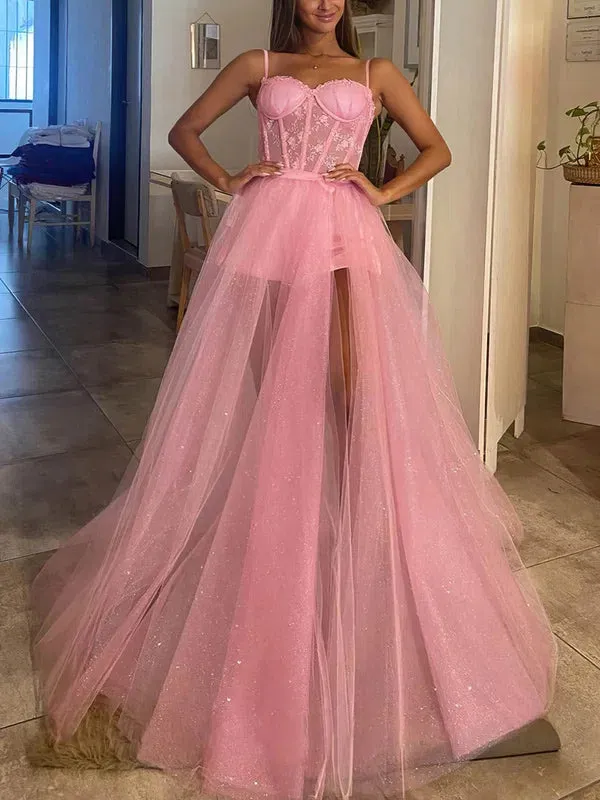 Glitter Pink Prom Dress Sweetheart Appliques with Detachable Skirt sold by My Chic Dress