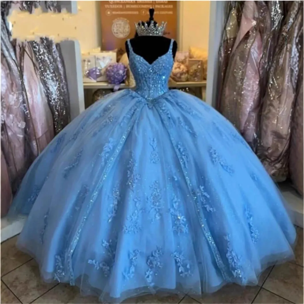 Fairy-Tale Blue Sweet 16 Quinceanera Dresses with Detachable Sleeves sold by My Chic Dress product image thumbnail 5