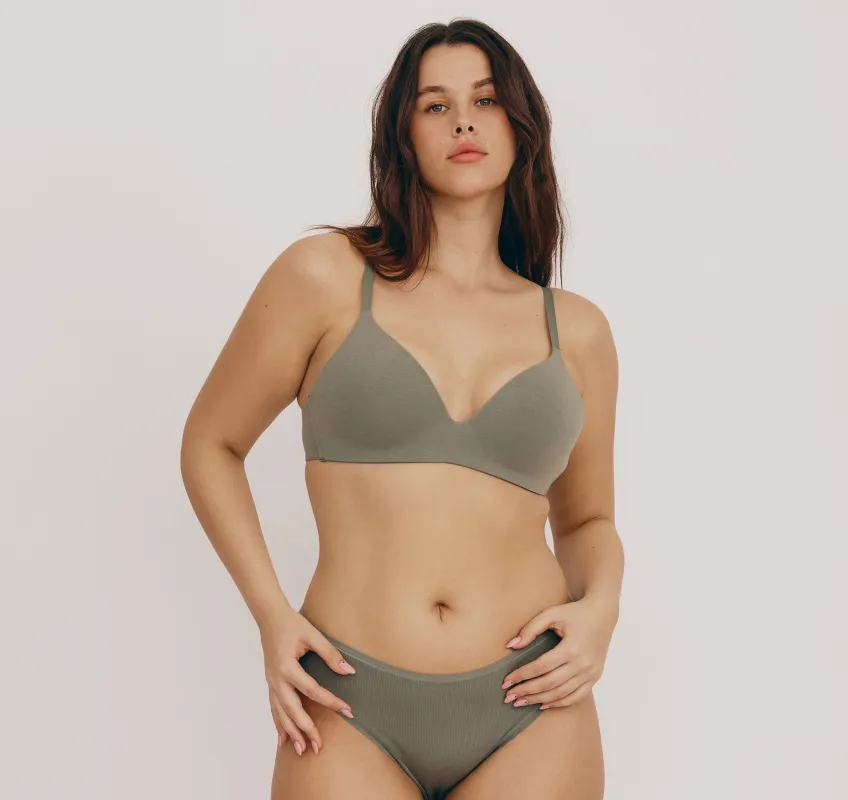 Core Wireless Plunge Bra sold by Organic Basics