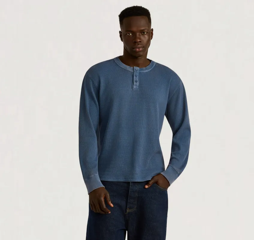 Waffle Henley Long Sleeve sold by Organic Basics