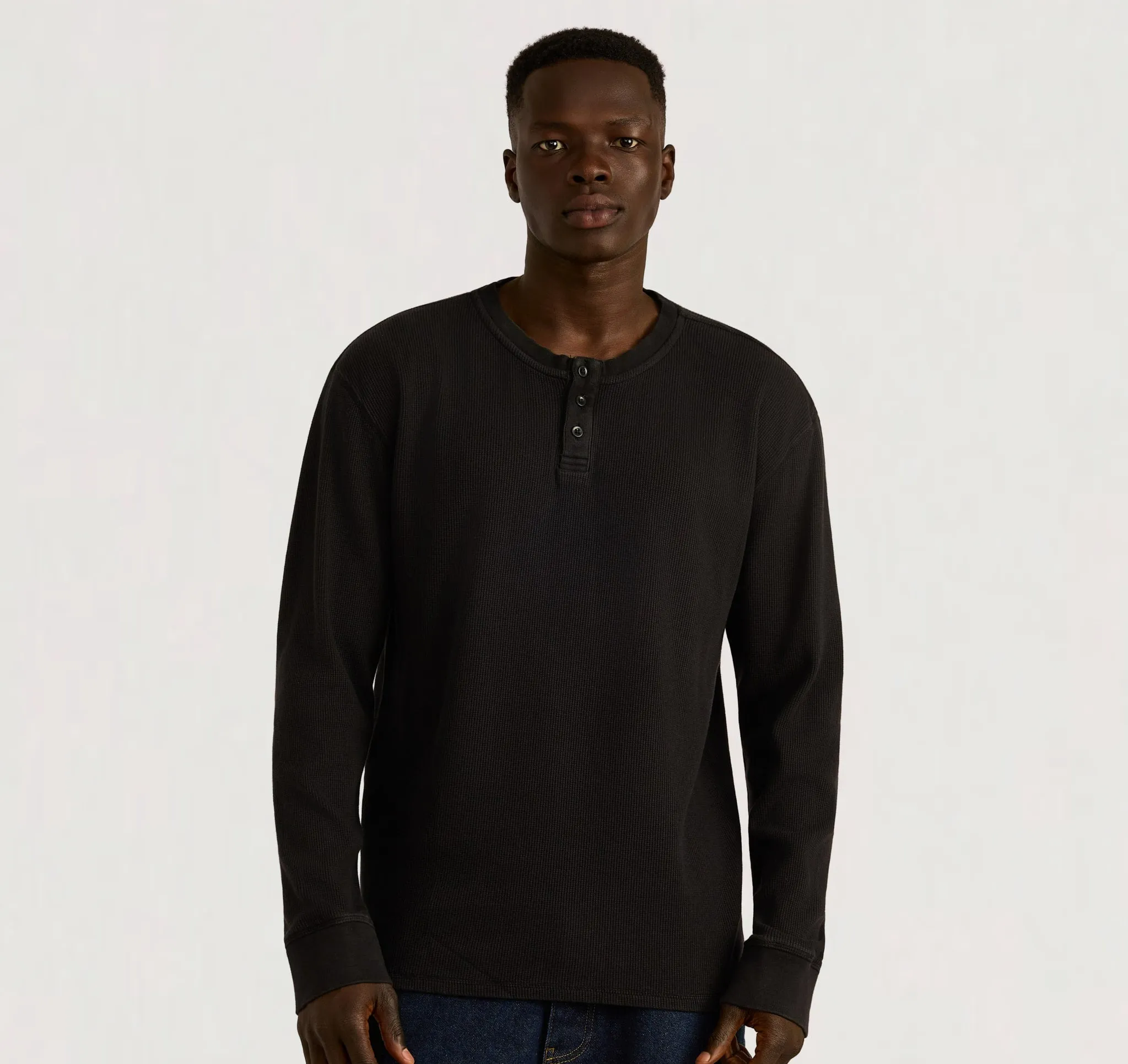 Waffle Henley Long Sleeve sold by Organic Basics