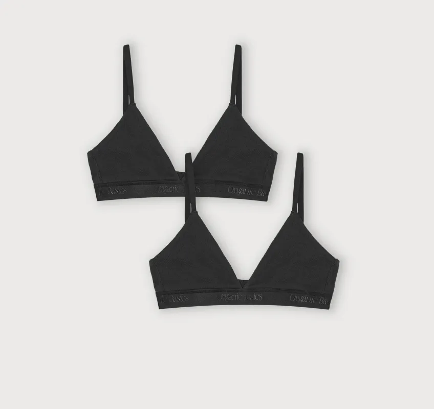 Core Rib Triangle Bralette 2-Pack sold by Organic Basics