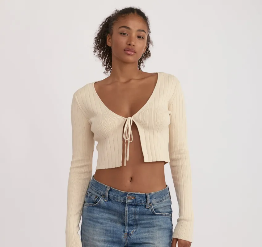 Soft Knit Rib Tie Cardigan sold by Organic Basics