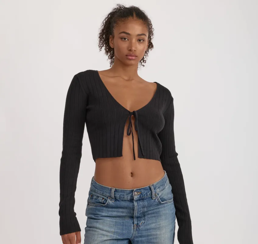 Soft Knit Rib Tie Cardigan sold by Organic Basics