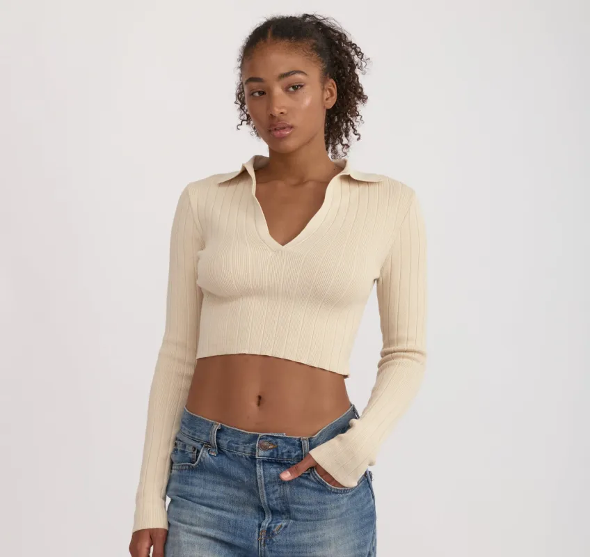 Soft Knit Rib V-Neck Polo sold by Organic Basics