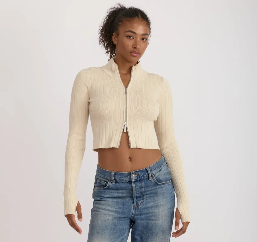 Soft Knit Rib Track Jacket made by Organic Basics