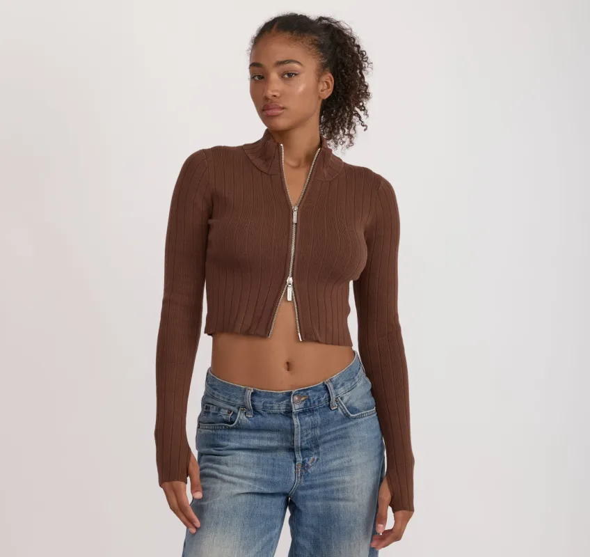 Soft Knit Rib Track Jacket made by Organic Basics