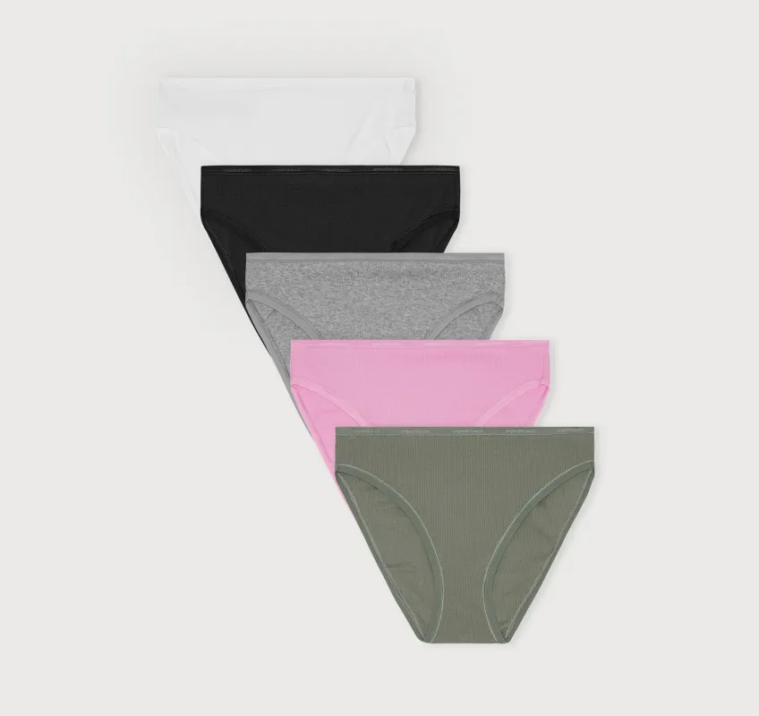 Core Rib High-Leg Briefs 5-Pack sold by Organic Basics