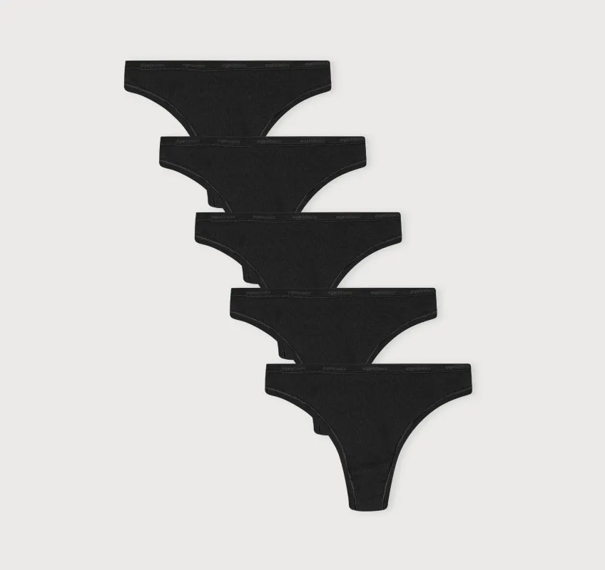 Core Rib Thong 5-pack sold by Organic Basics