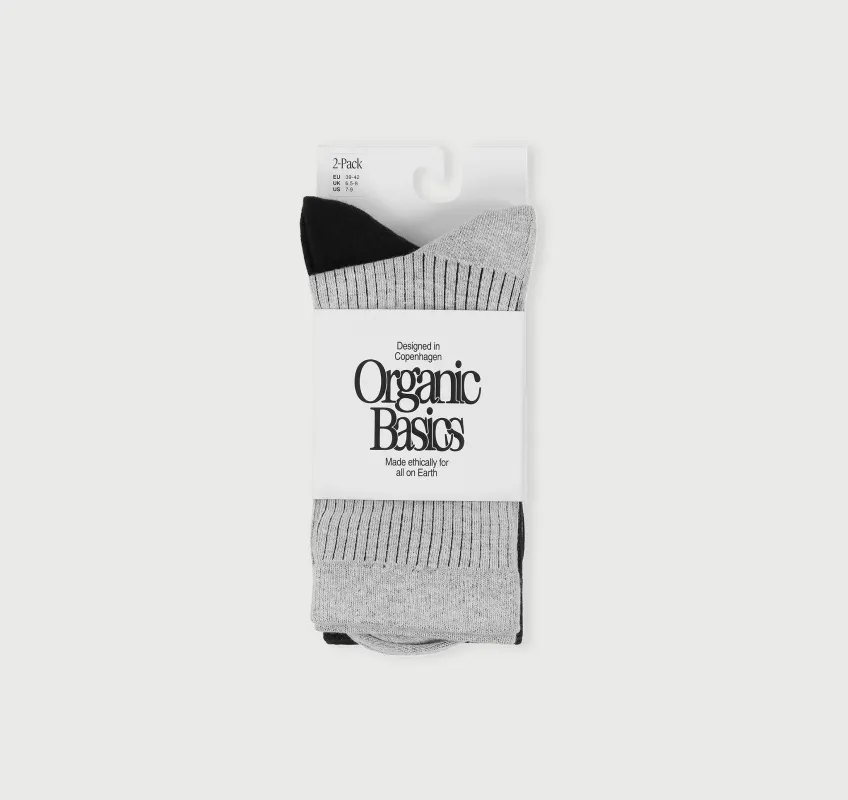 Core Rib Contrast Socks 2-Pack sold by Organic Basics