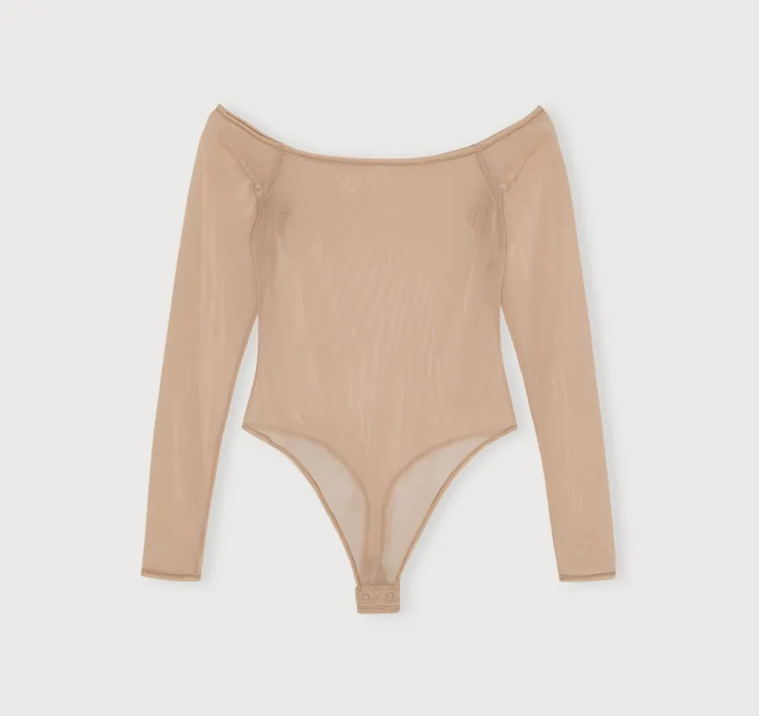 Mesh Off-Shoulder Bodysuit sold by Organic Basics