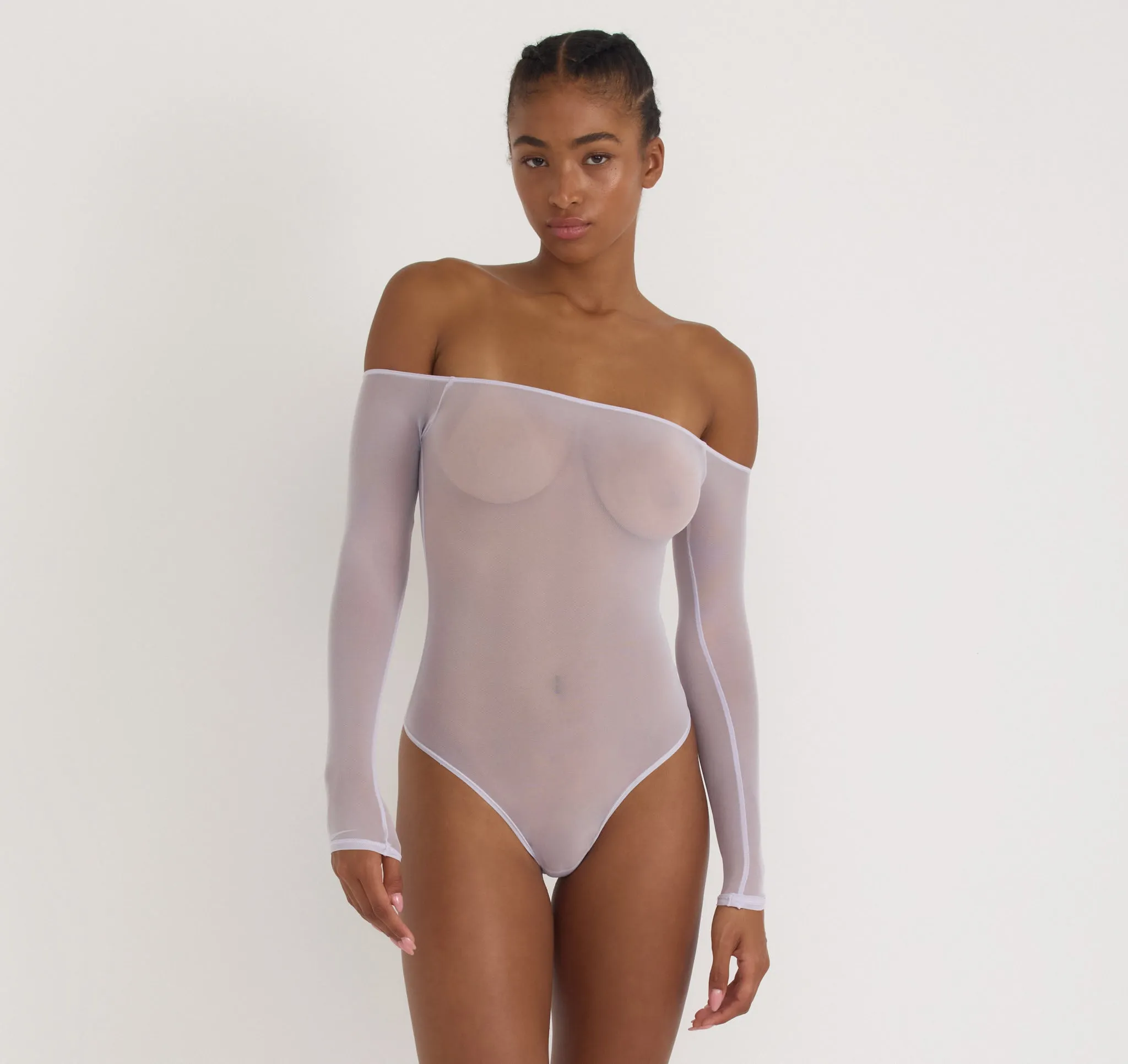 Mesh Off-Shoulder Bodysuit sold by Organic Basics