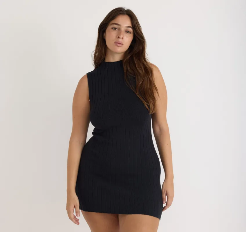 Soft Knit Rib Mock Neck Dress sold by Organic Basics