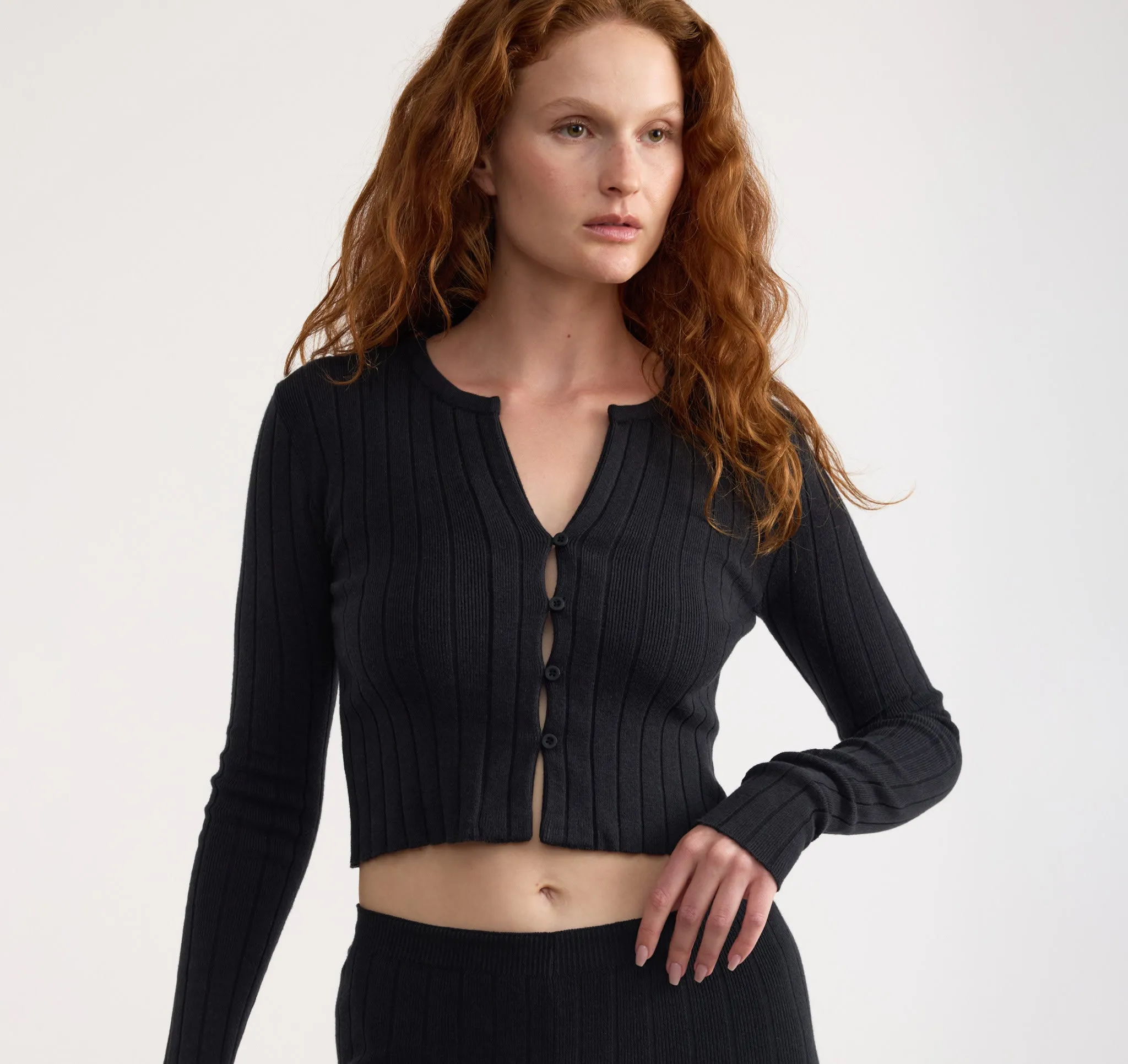 Soft Knit Rib Crop Cardigan sold by Organic Basics product image thumbnail 2